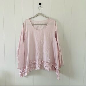 Light Pink Ruffle Hem Women's Top